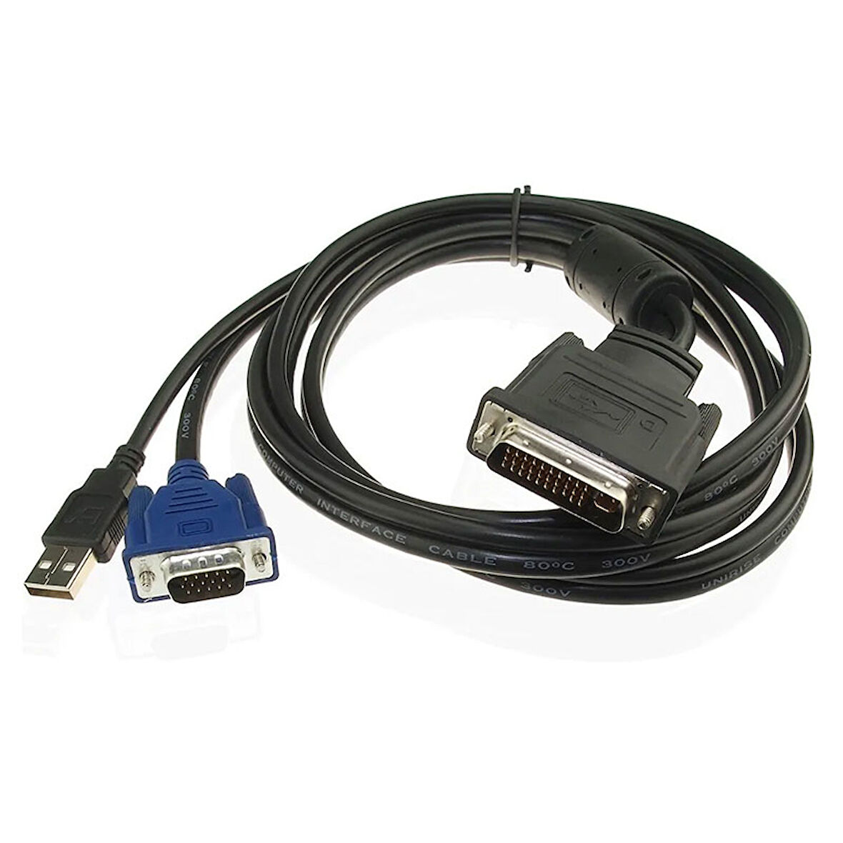 M1 DVI DA 30 + 5 Pin-15 pimli VGA + USB Projektör Bağlantı Kablosu
