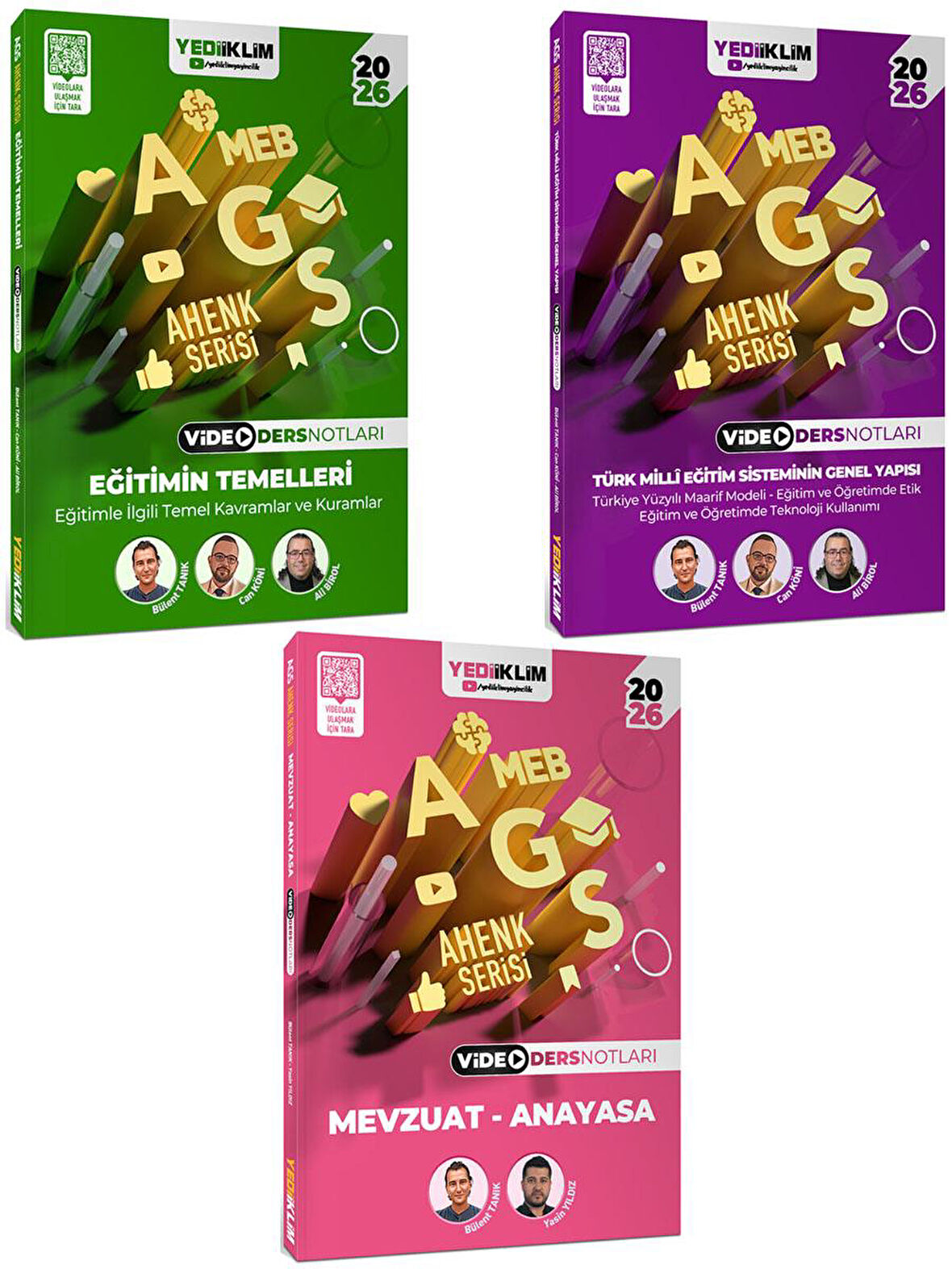 Yediiklim 2026 MEB AGS Ahenk Serisi Eğitimin Temelleri-Eğitim Sisteminin Genel Yapısı-Mevzuat Anayasa Video Ders Notları Seti 3 Kitap