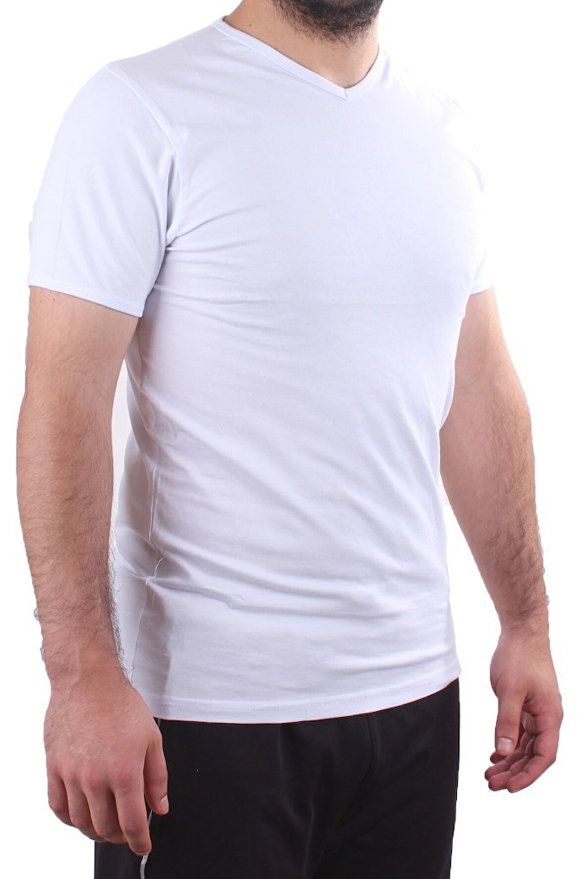 Twister Jeans 2302 Beyaz Günlük Pamuklu Basıc V Yaka Erkek Tişört