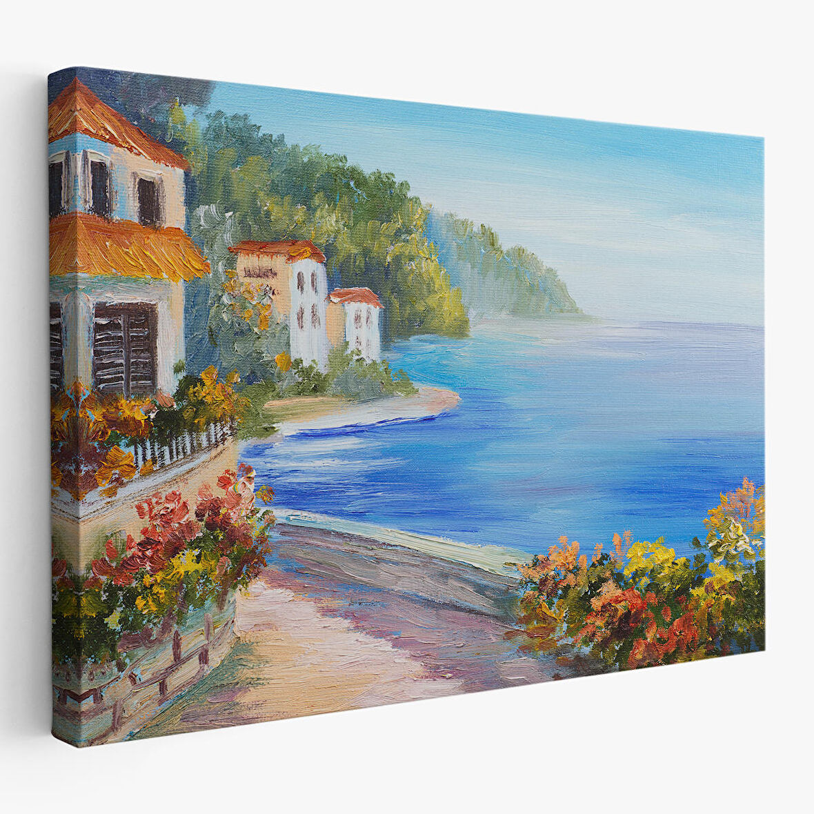 Deniz Manzarası Yağlıboya Görünüm Dekoratif Kanvas Duvar Tablosu-3458