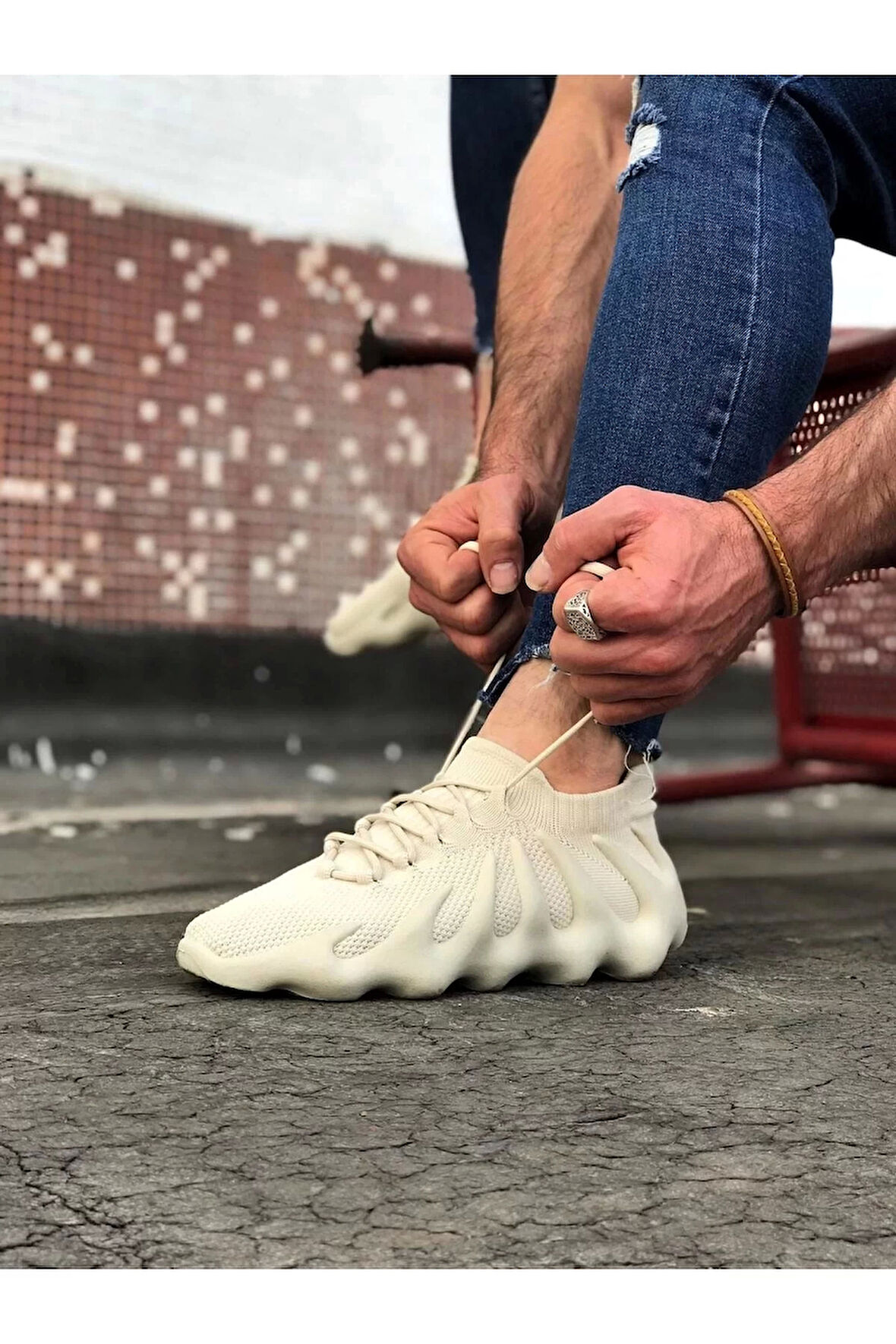 WG300 Bej Triko Sargı Taban Casual Erkek Ayakkabı