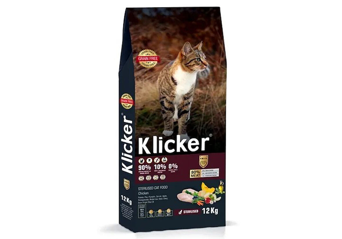 KLICKER STERİL YETİŞKİN KEDİ KURU MAMASI TAVUKLU