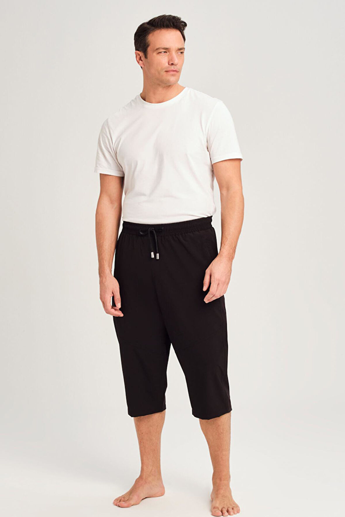 Haşema Geniş Kalıp Büyük Beden Siyah Erkek Uzun Havuz ve Deniz Şortu 3062