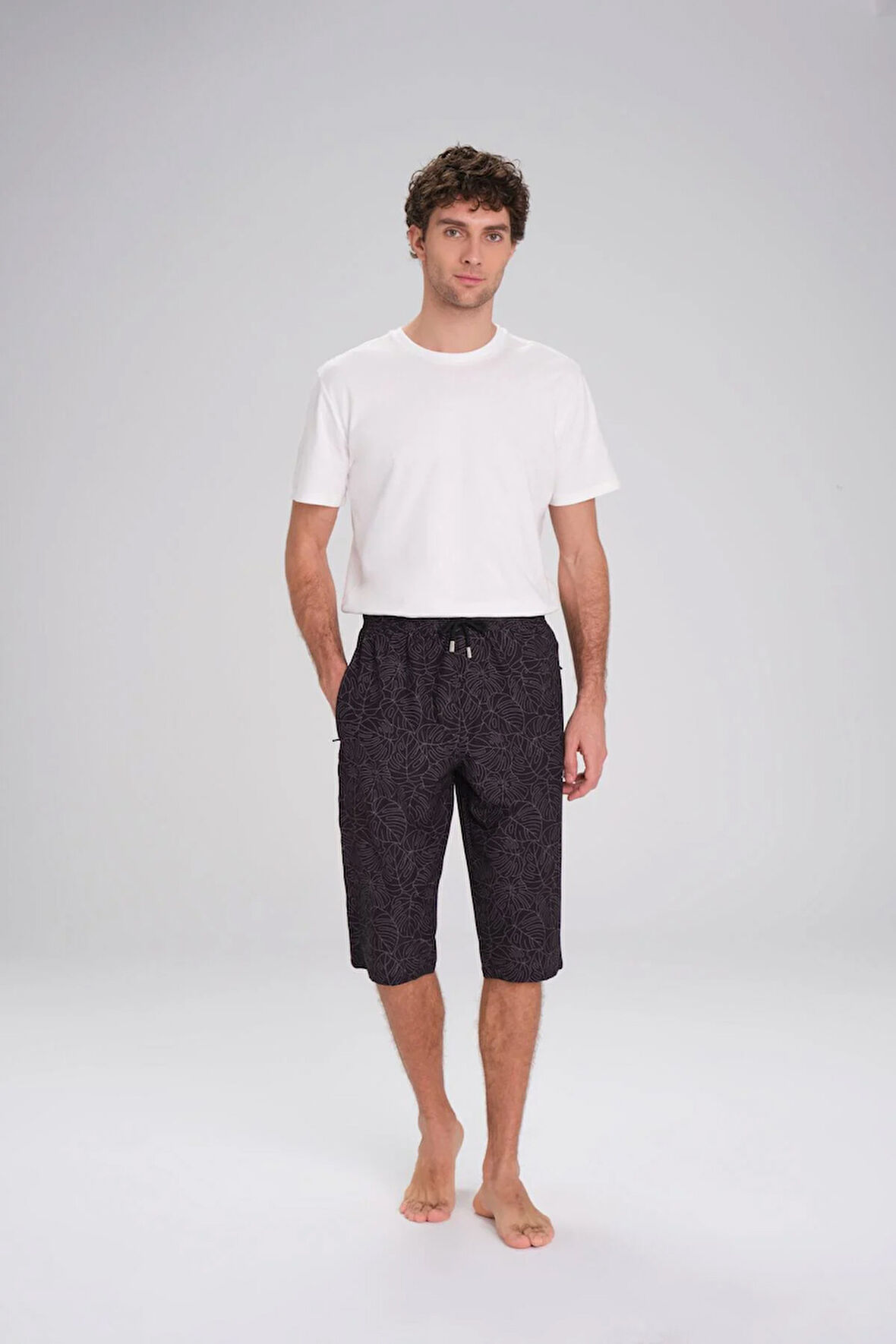 Haşema Desenli Siyah Uzun Erkek Havuz ve Deniz Şortu 2421