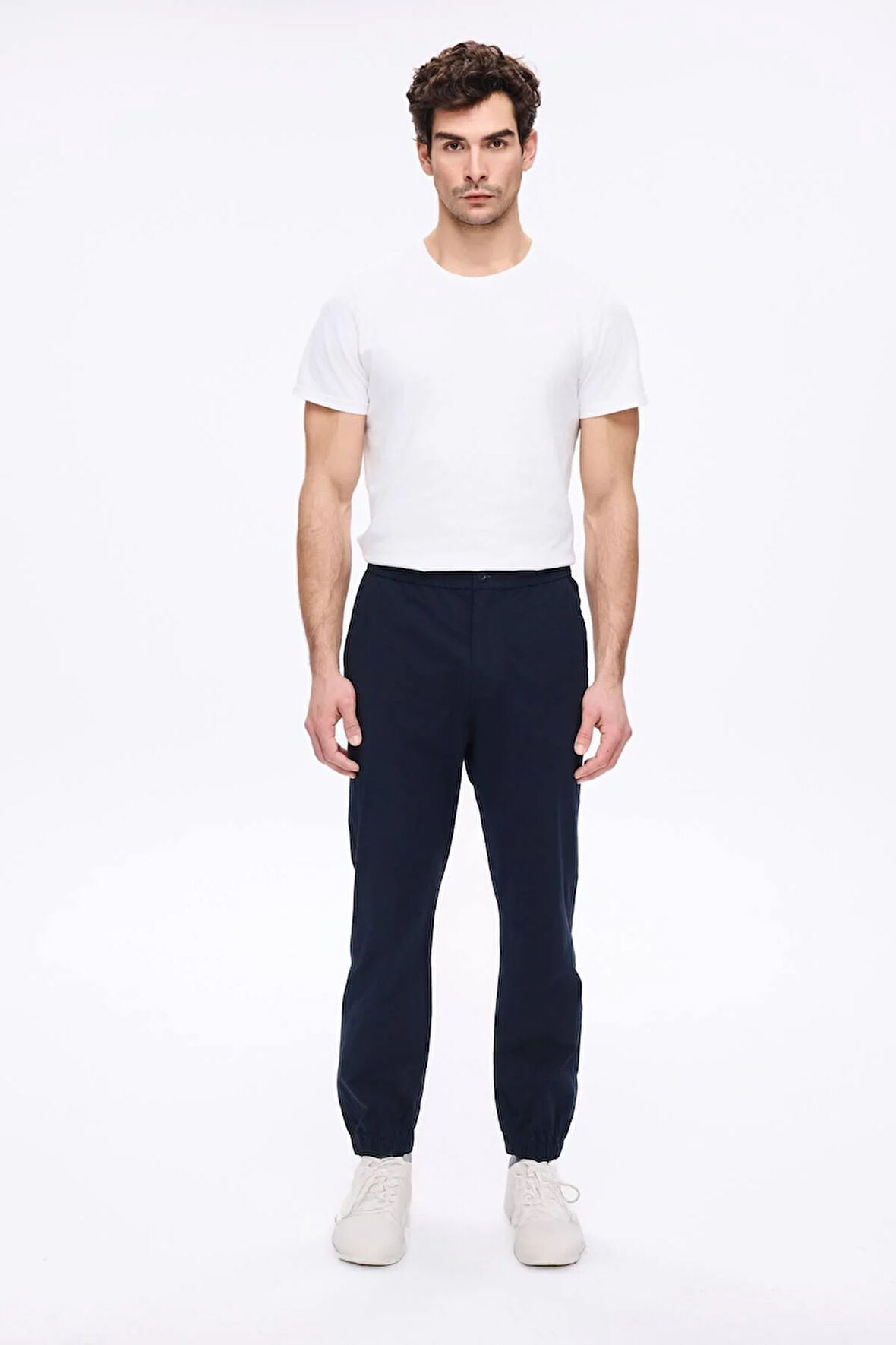 Haşema Beli ve Paçası Lastikli Bağcıklı Lacivert Erkek Jogger Pantolon 4023