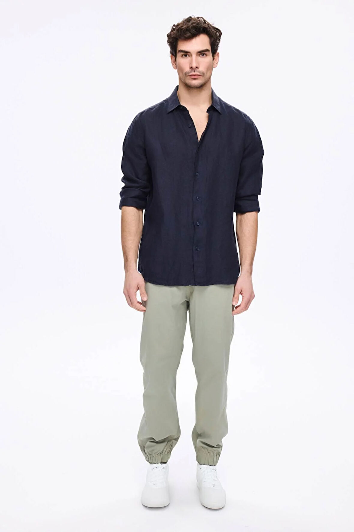 Haşema Beli ve Paçası Lastikli Bağcıklı Yeşil Erkek Jogger Pantolon 4023