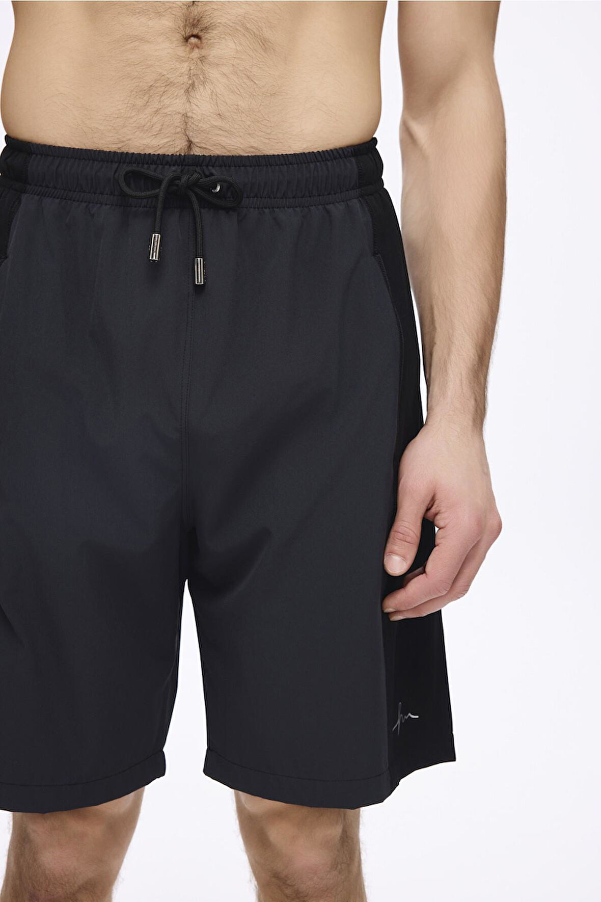 Haşema Spor Kesim Siyah Gri Erkek Kısa Havuz ve Deniz Şortu 5057