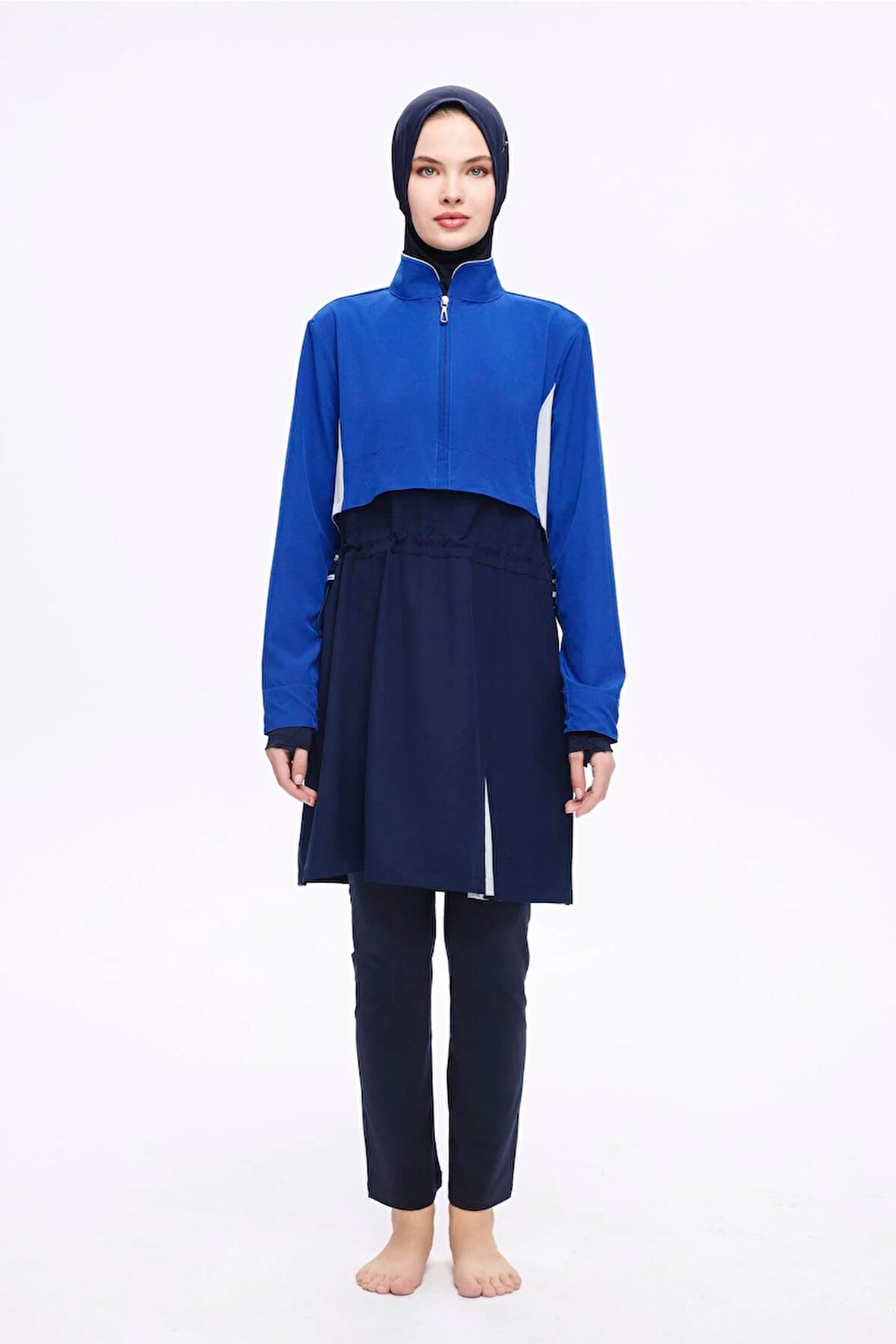 Haşema Saks Mavisi 5 Parça Jileli Tam Tesettür Mayo Takımı 5063