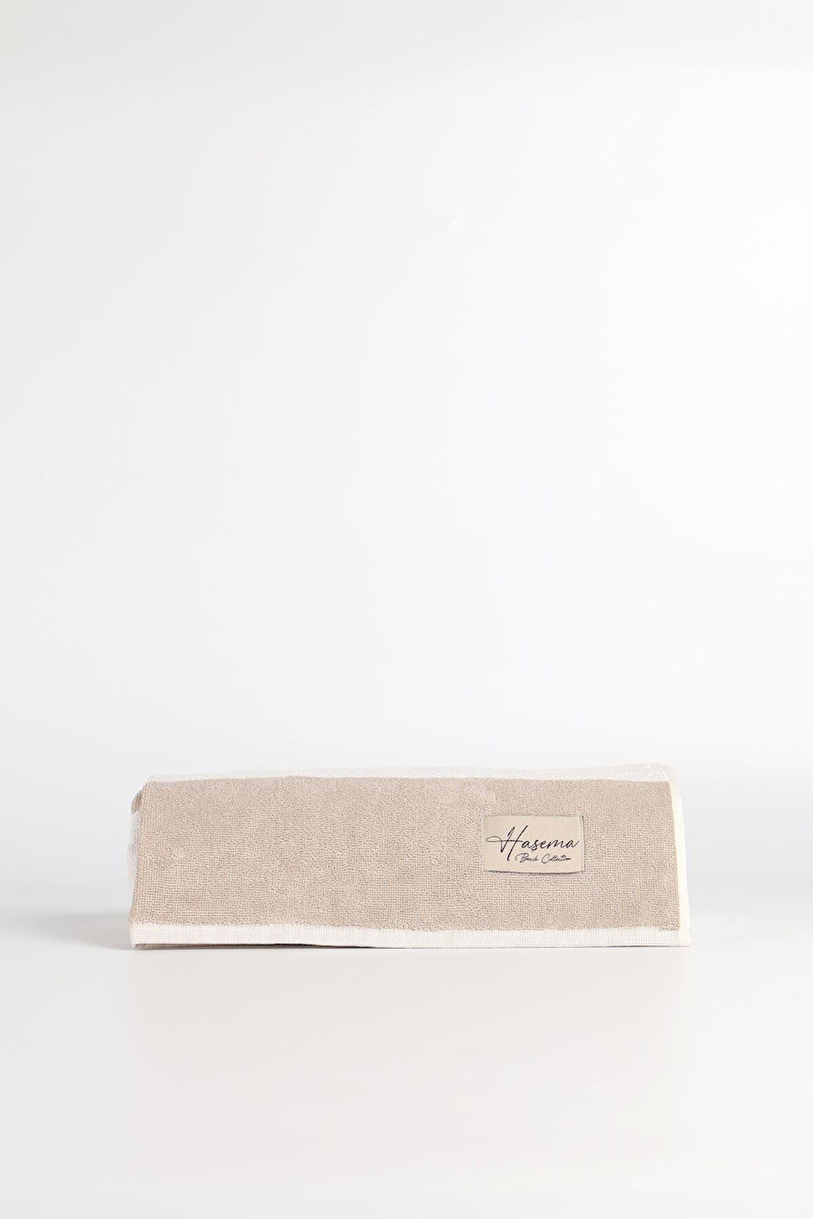 Haşema Bej Şeritli Beyaz Plaj Havlusu 27