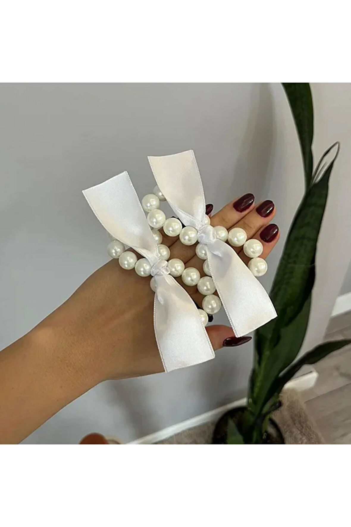 El Yapımı -Fiyonk Kurdele Detaylı, Incili 3'lü Toka Seti- Günlük ,Özel Gün (Nikah,Düğün)