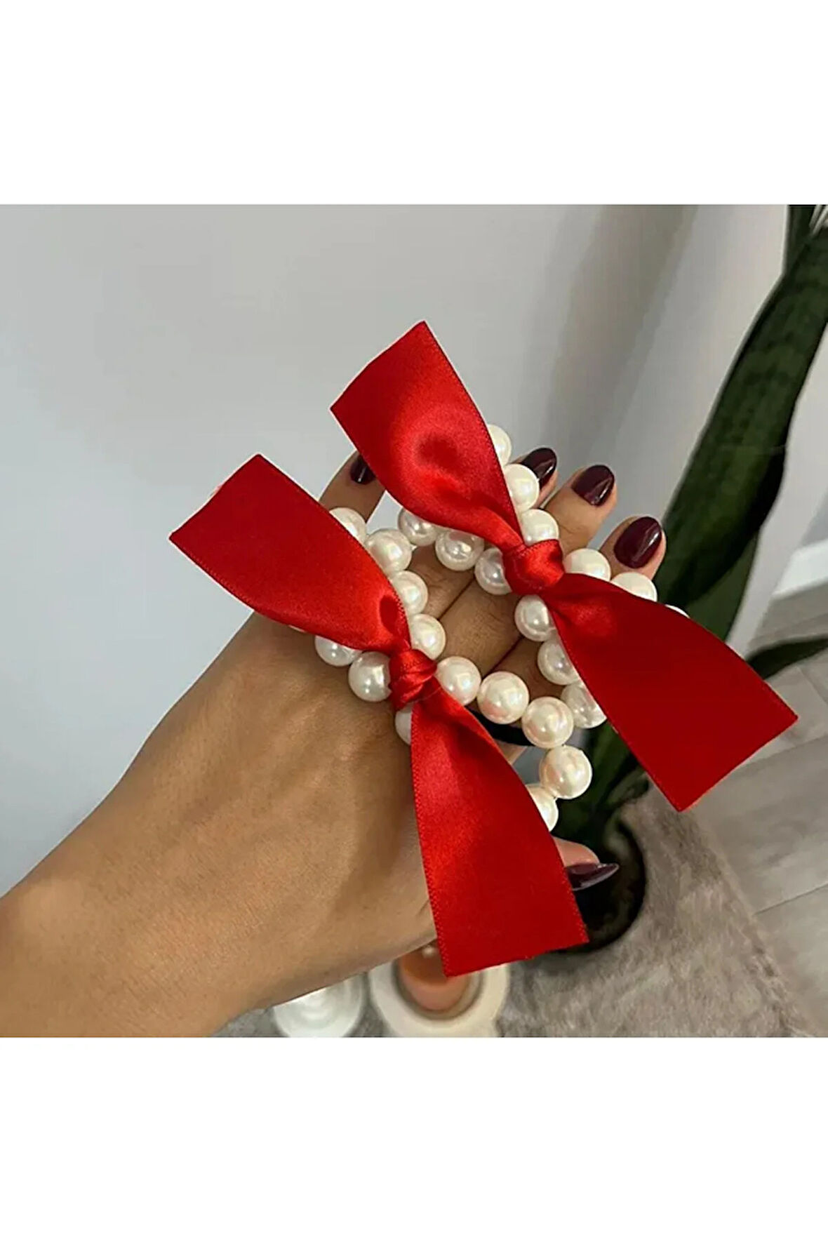 El Yapımı - Fiyonk Kurdele Incili Toka - 3 Adet- Günlük ,Özel Gün (Nikah,Düğün)