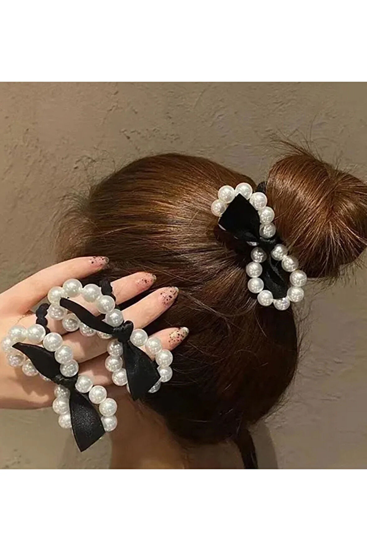 El Yapımı - Fiyonk Kurdele Detaylı, Incili 3'lü Toka Seti- Günlük ,Özel Gün (Nikah,Düğün)