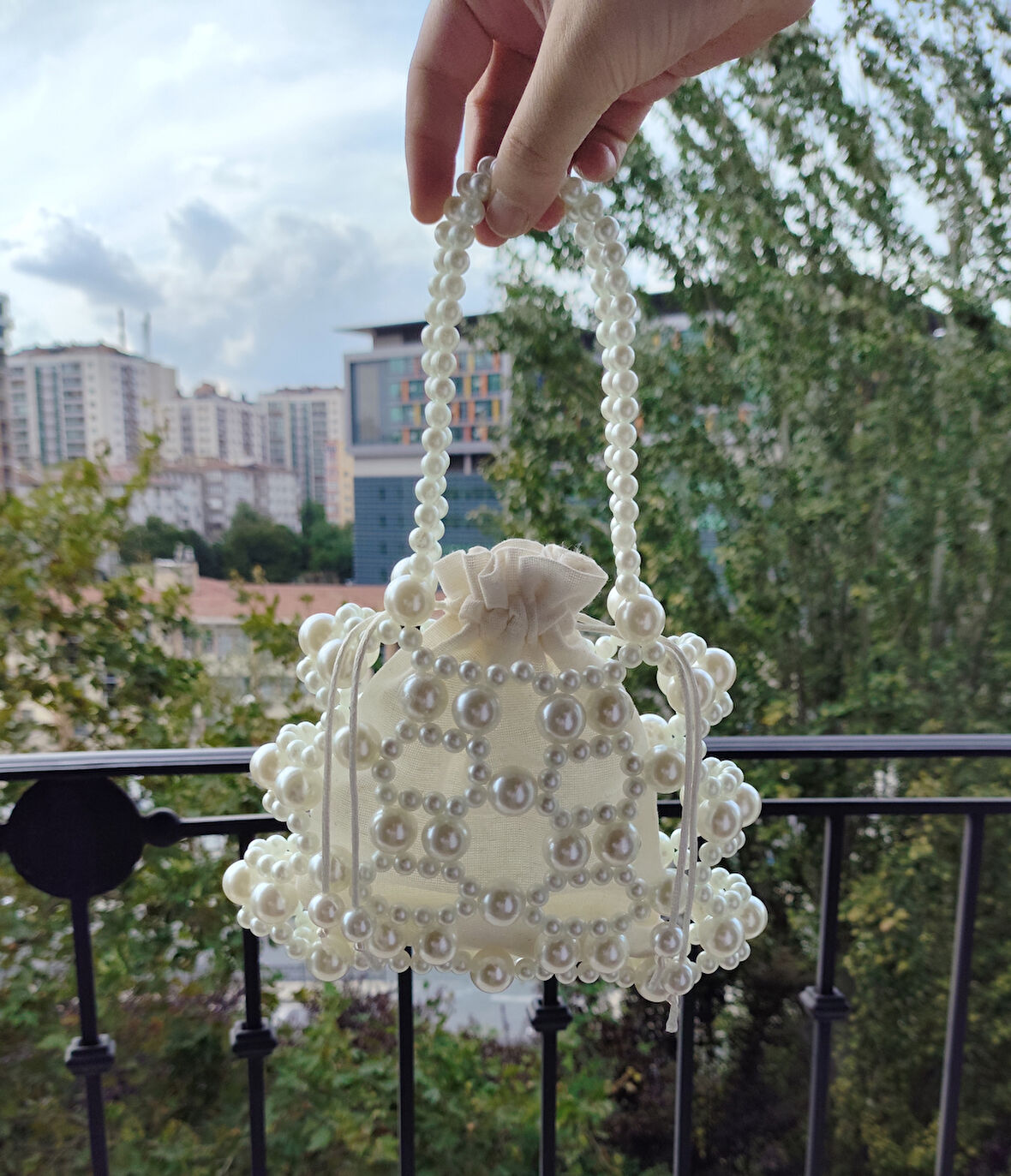 El Örmesi - İnci Zarafetiyle Mini El Çantası - Günlük ,Özel Gün (Nikah,Düğün)