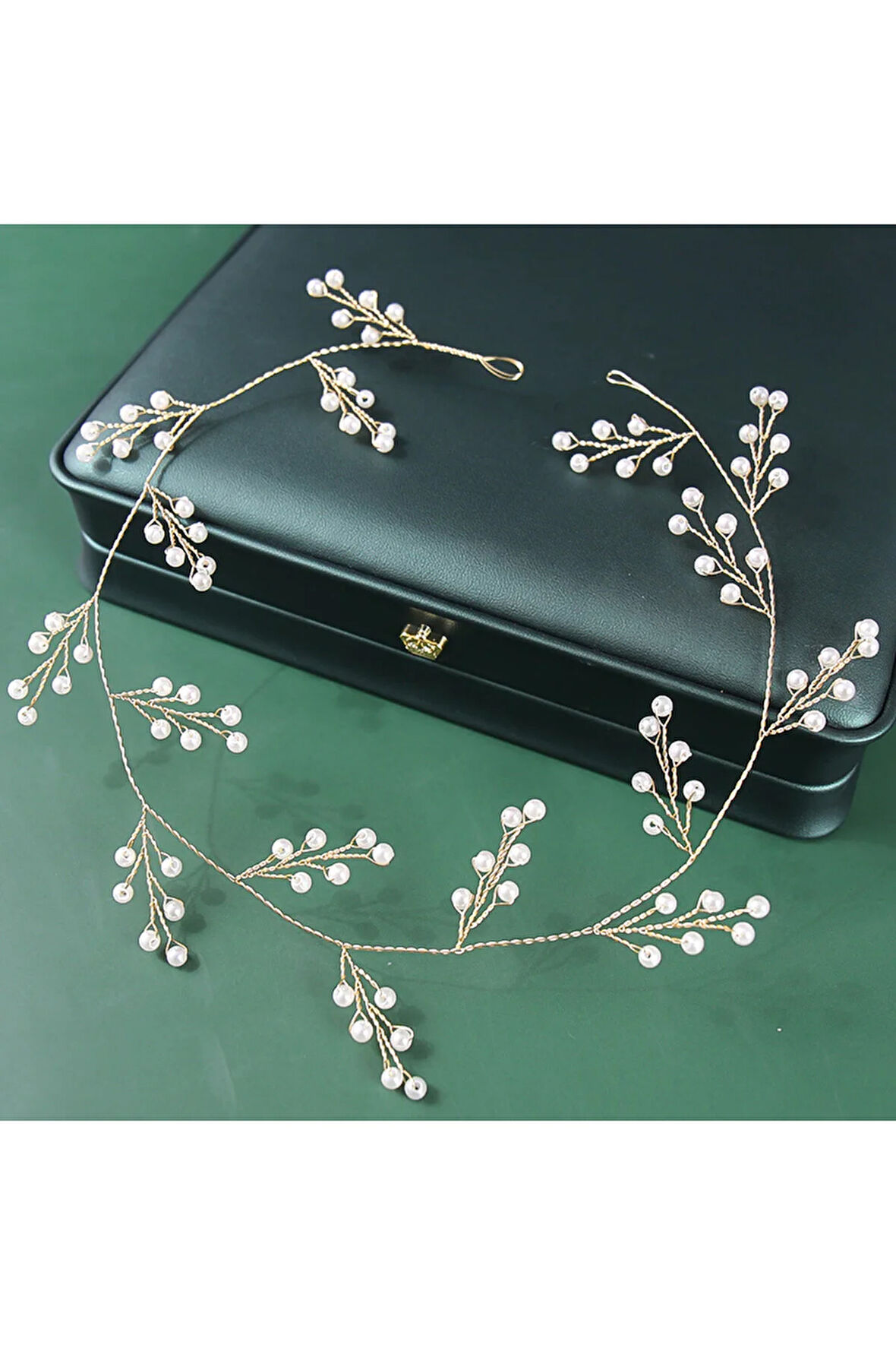 El Yapımı - Kristal İncili Özel Saç Aksesuarı - Günlük ,Özel Gün (Nikah,Düğün)