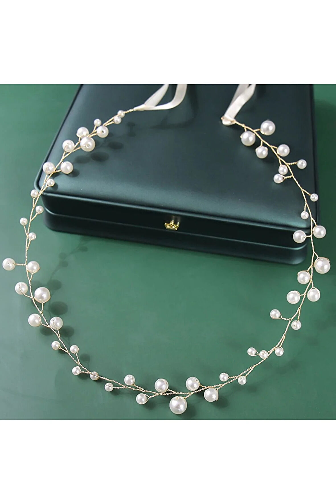 El Yapımı - Kristal İncili Özel Saç Aksesuarı - Günlük ,Özel Gün (Nikah,Düğün)