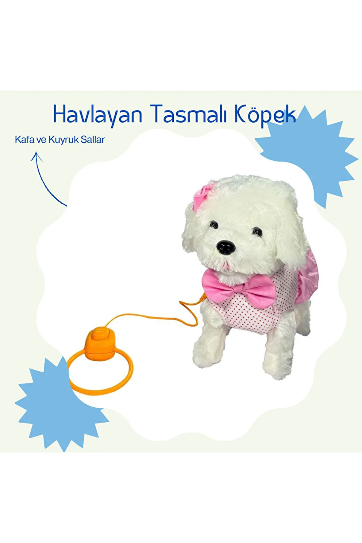 Tasmalı Yürüyen Köpek Köpek 25 Cm Havlayan Kafa Kuyruk Sallayan Köpek Pilli Kumandalı Oyuncak Köpek