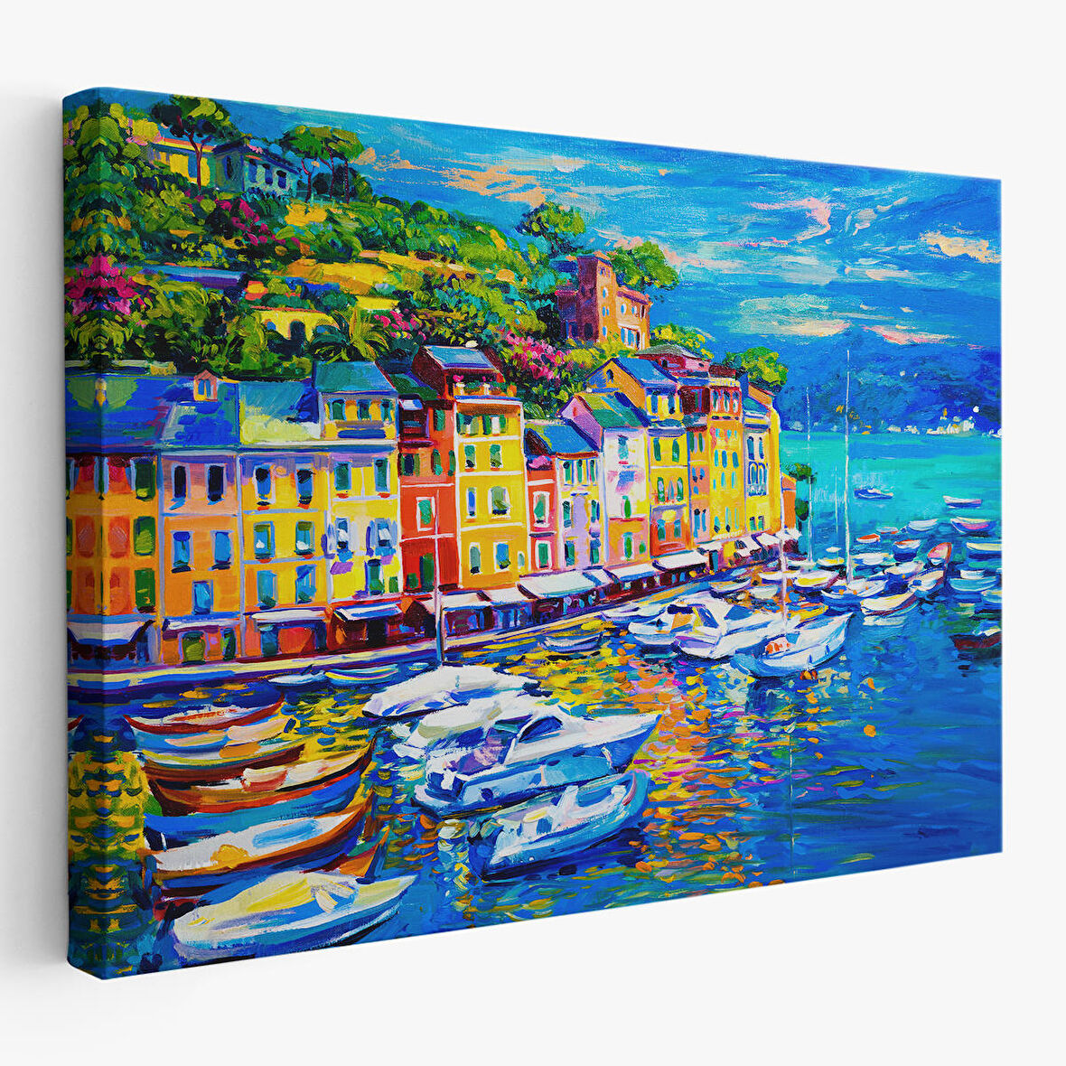 Liman Tekneleri Yağlıboya Görünüm Dekoratif Kanvas Duvar Tablosu-3461