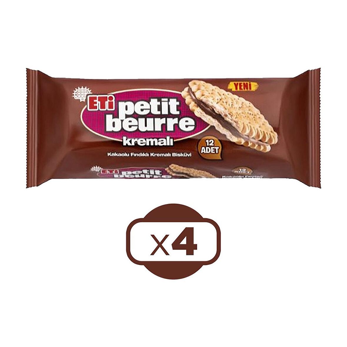 Eti Kakaolu Fındık Kremalı Petibör Bisküvi 270 gr x 4 Adet