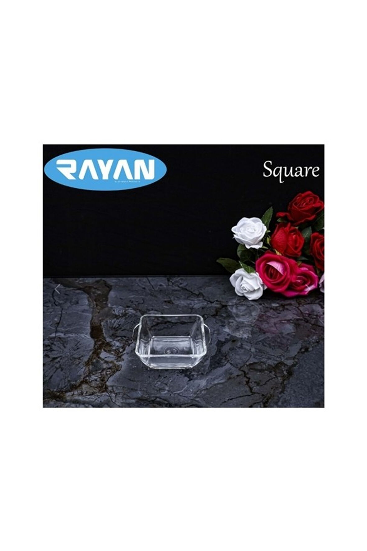 Square Tekli Kare Cam Kahvaltılık Kase ROYALEKS-25057