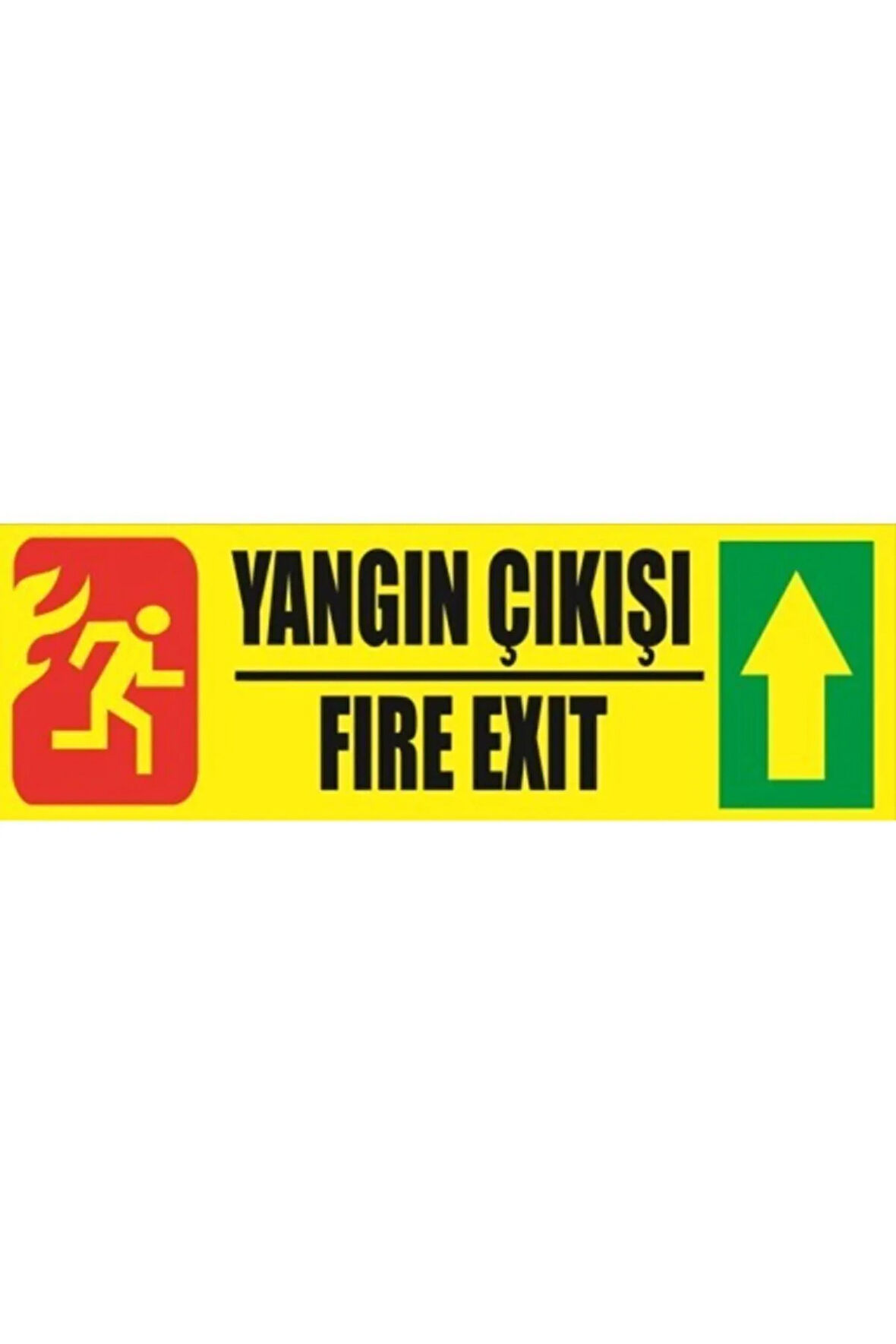 Fosforlu Fotolümen Levha Yangın Çıkışı Fire Exıt Yönlendirme Yukarı Ok 10x30 cm
