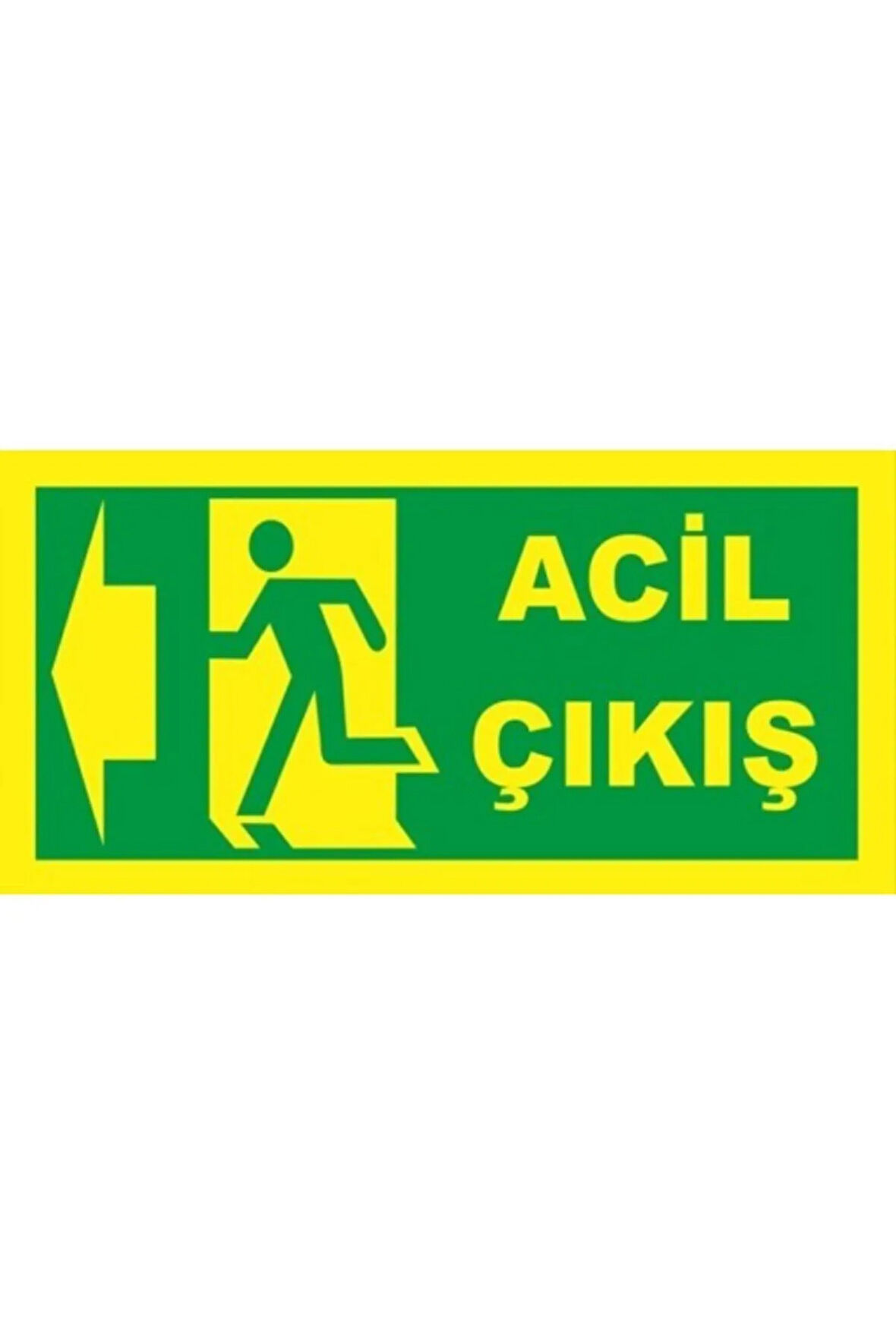 Fosforlu Fotolümen Levha Acil Çıkış Yönlendirme Sol Ok 12x24 cm