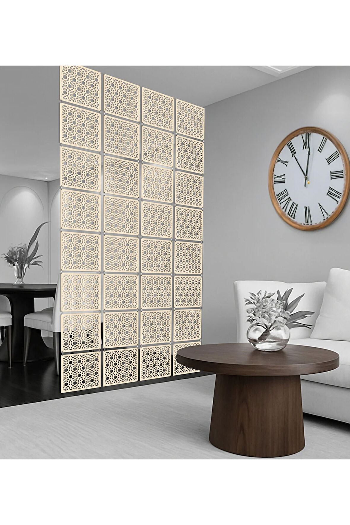 3D Küpler Lazer Kesim Paravan, Ahşap Seperatör, Panel Levha Seti Dekorasyon Ahşap Oda Bölücü Desen