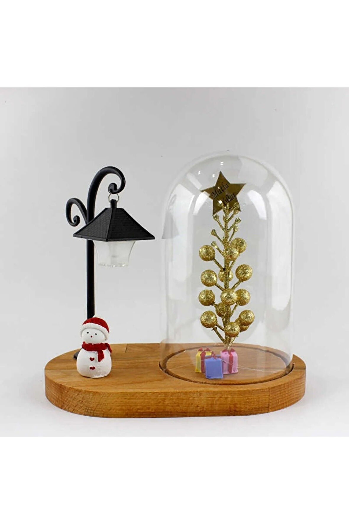 Yılbaşı Kardan Adam Kokina Oval Ahşap Fanus