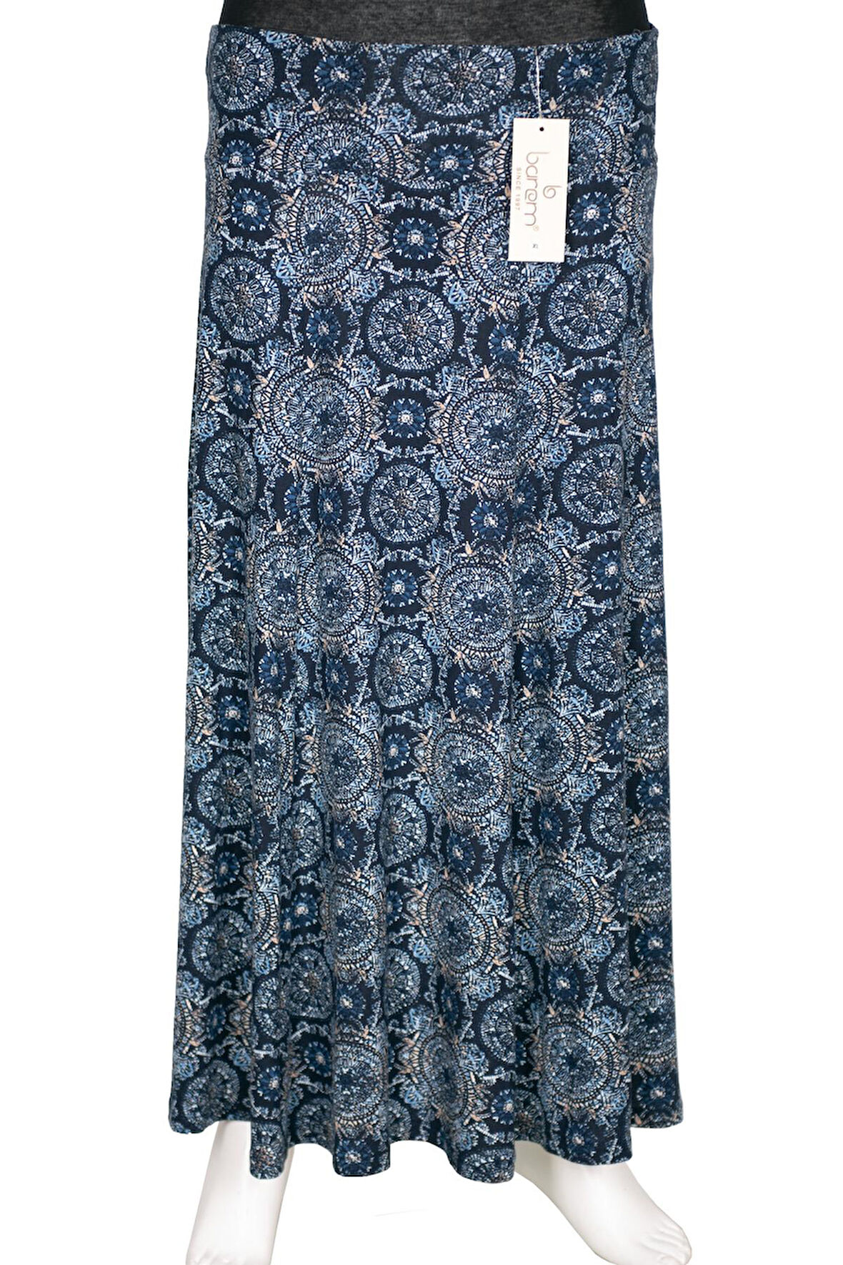 Barem Kadın Arzu Korsajlı 6 Parçalı Desenli Penye Lacivert Etek D60