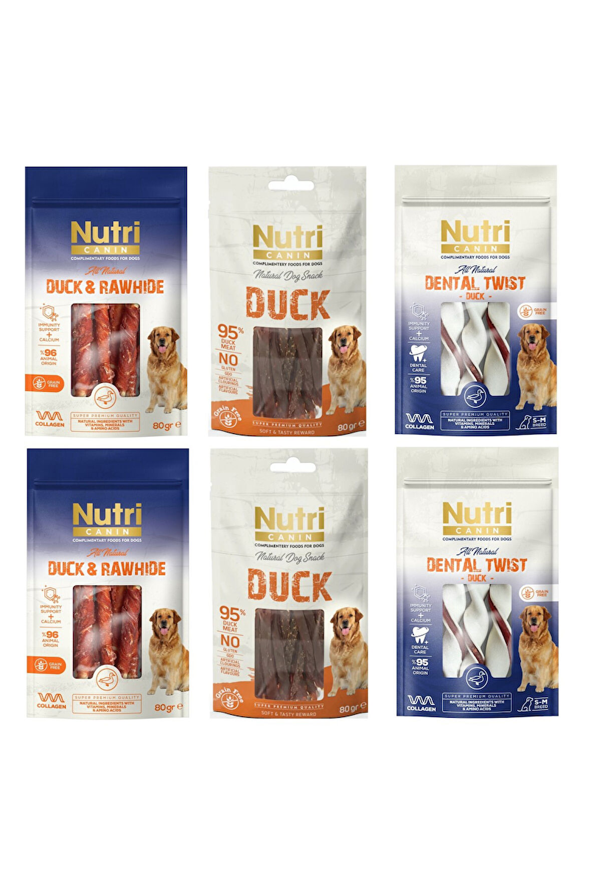 Nutri Canin Fileto + Dental + Rawhide Karma Ördekli Köpek Ödülü 80 Gr. 6 Lı Paket