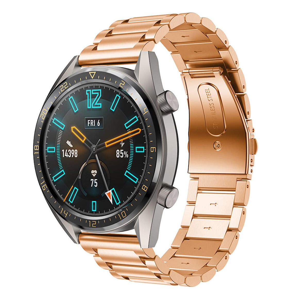 Megafox Samsung Galaxy Watch 4 40-40-42-46mm Uyumlu Paslanmaz Metal Kordon Baklalı Çelik Bileklik