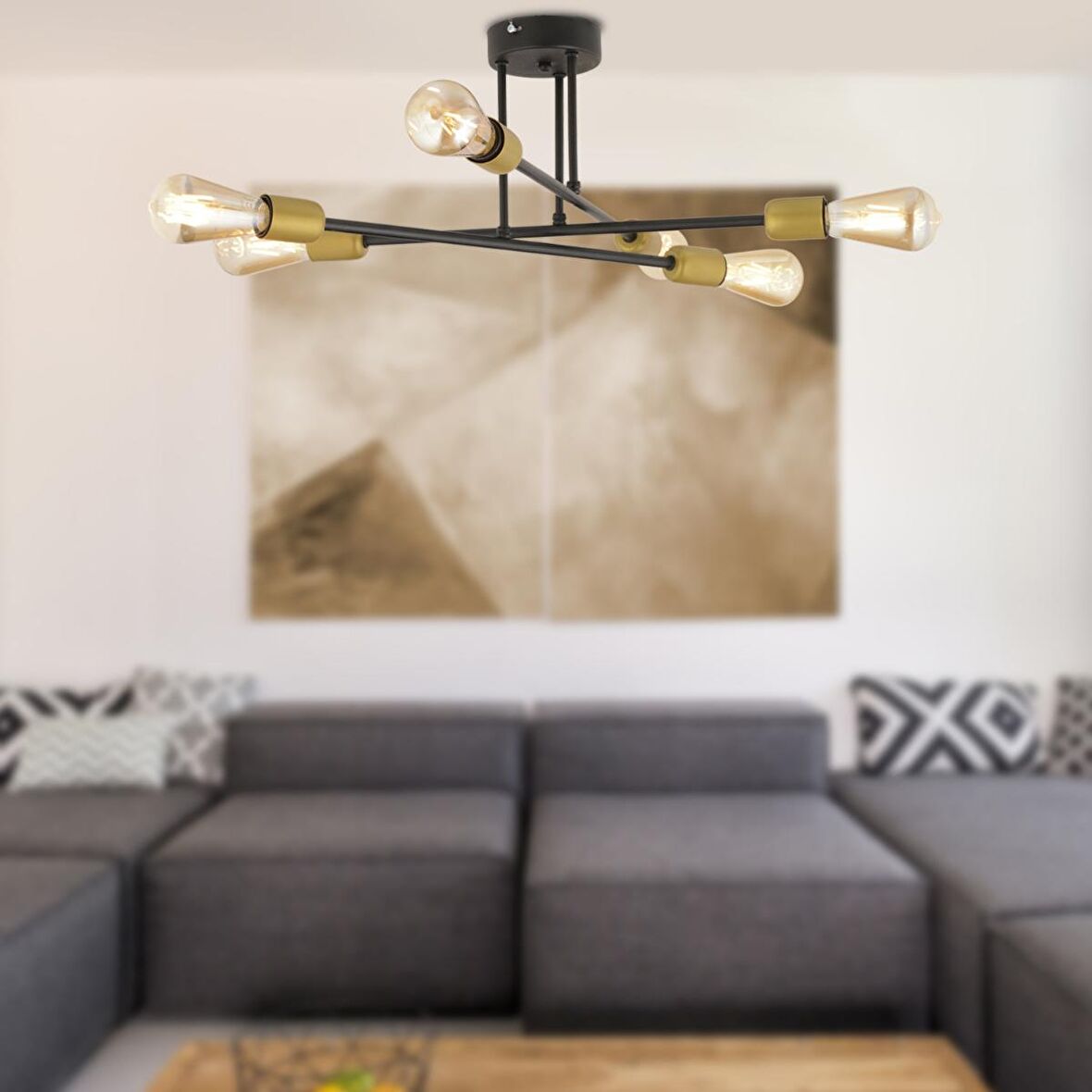 Octopus 6Lı Siyah Modern Genç Odası Yatak Odası Mutfak Retro Salon Avize 