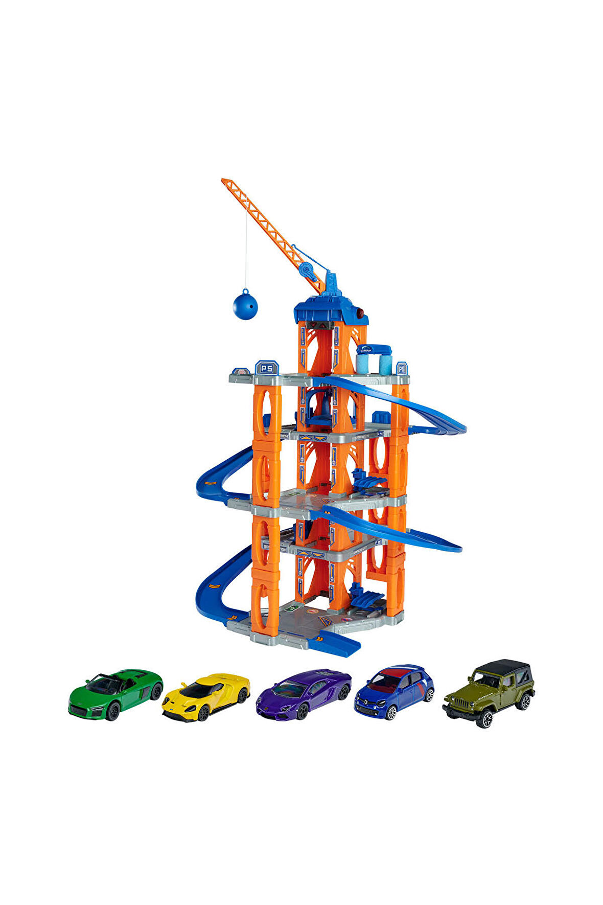 Majorette Motor Lift Center + 5 Cars