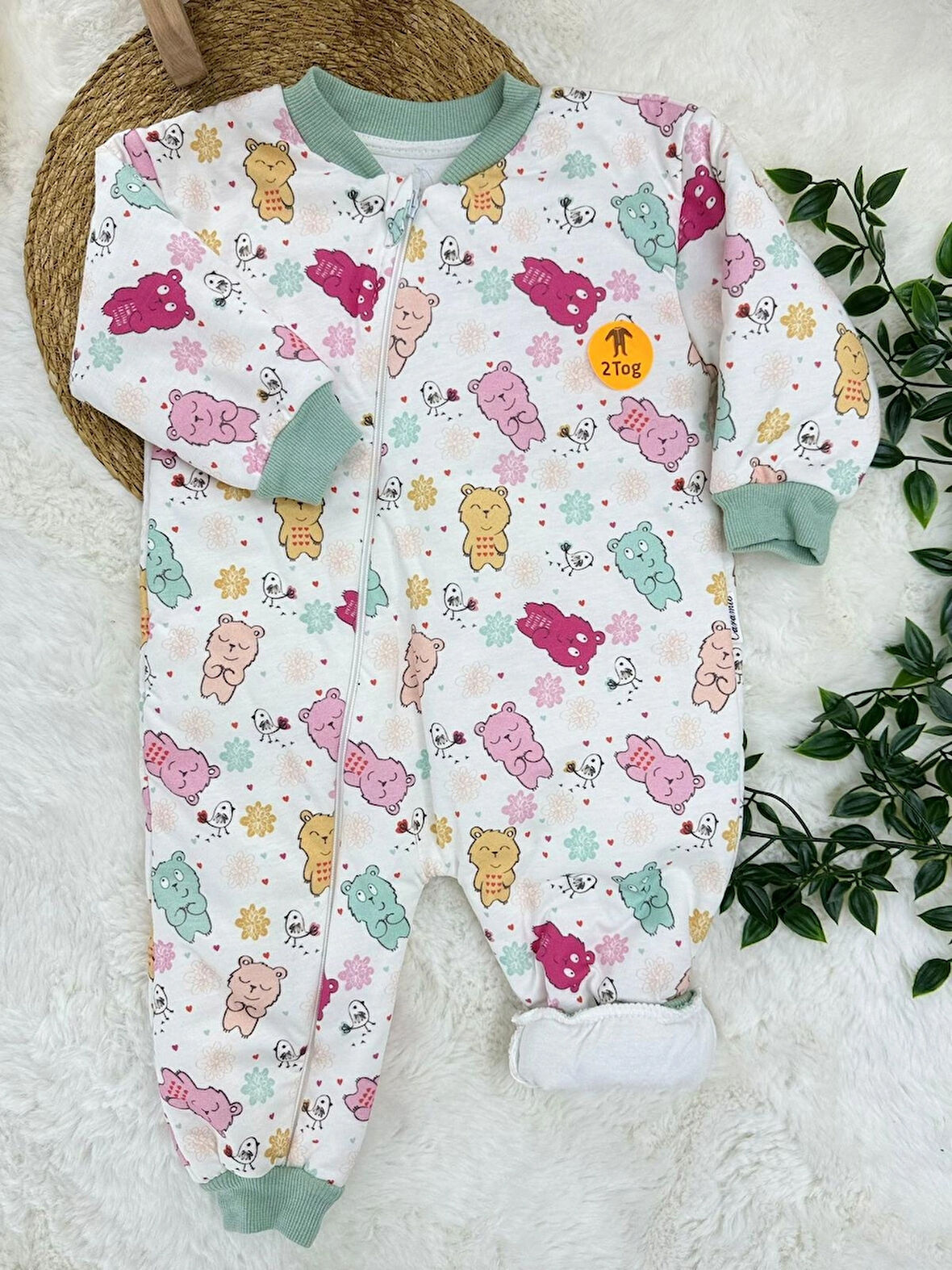 KIZ BEBEK 2 TOG AYICIK DESENLİ UYKU TULUMU %100 PAMUK KUMAŞ