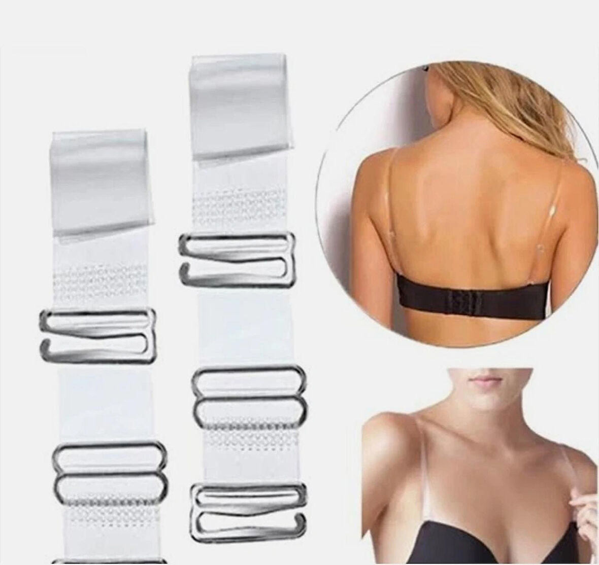 Metal Uçlu Şeffaf Sütyen Askısı 4'lü Paket Şeffaf Standart