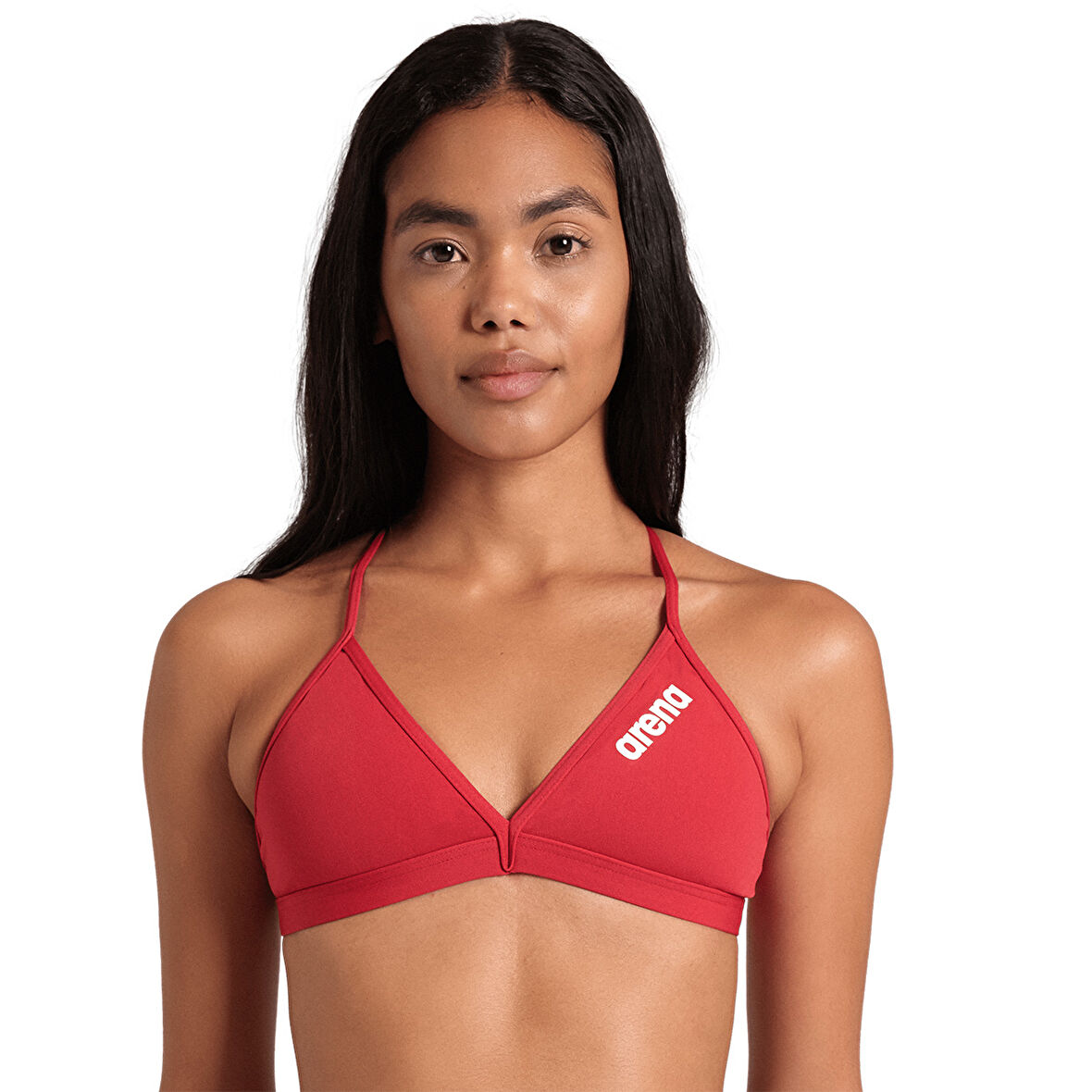 Team Swim Top Tie Back Solid Kadın Kırmızı Yüzücü Bikini üstü 004768450