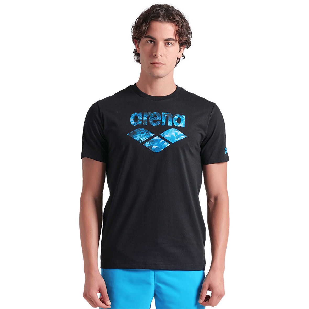 Water Prints Erkek Siyah Günlük Stil T-Shirt 009403500