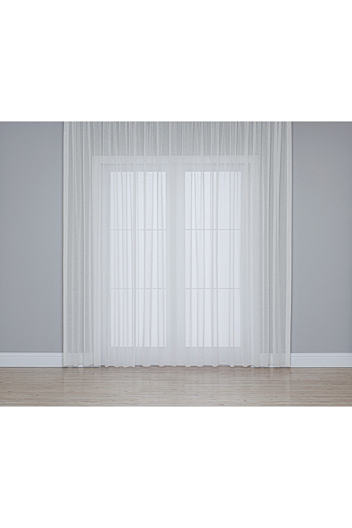 Gauze Fabric Design FOLDED KETEN PLUS EKRU YÜKSEK KALİTELİ EKSTRAFORLU TÜL PERDE 125 x 260