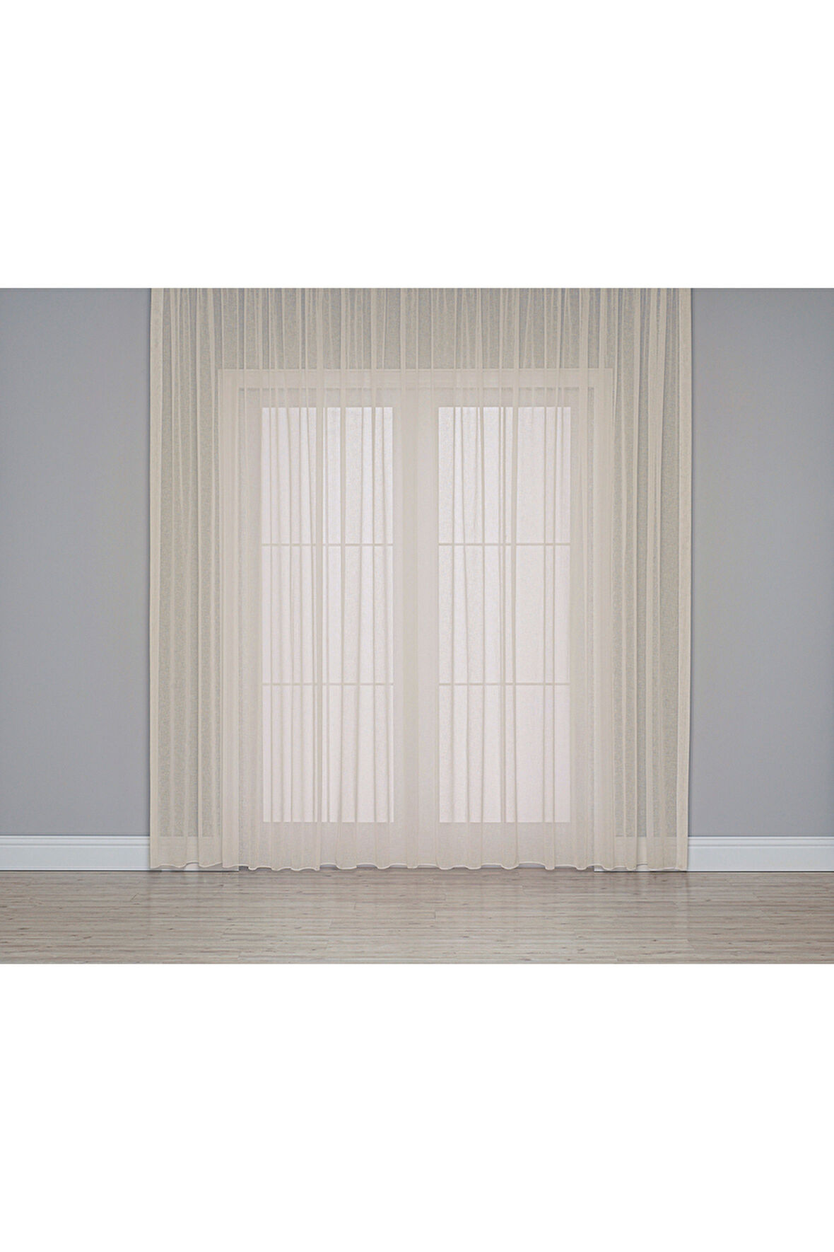 Gauze Fabric Design FOLDED KETEN PLUS BEJ YÜKSEK KALİTELİ EKSTRAFORLU TÜL PERDE 400 x 260