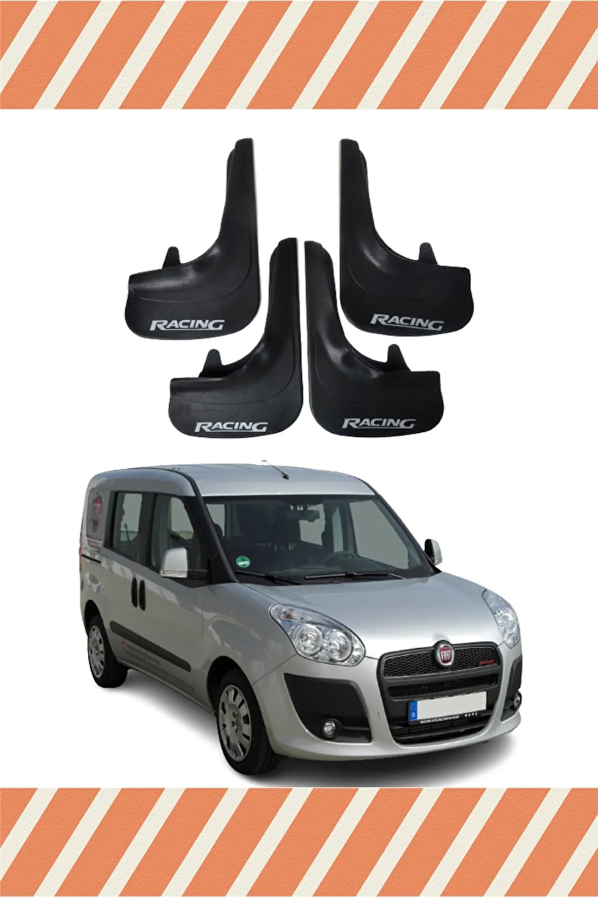 Fiat Doblo 2010-2022 Racing yazılı 4’lü tozluk çamurluk paçalık sağlam yapı