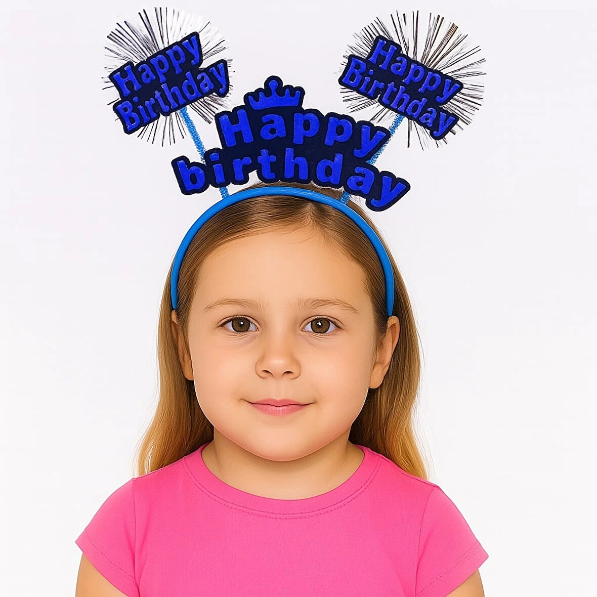 Nessiworld Doğum Günü Kutlaması İçin Mavi Taç – Işıltılı Yazılı Parti Tacı