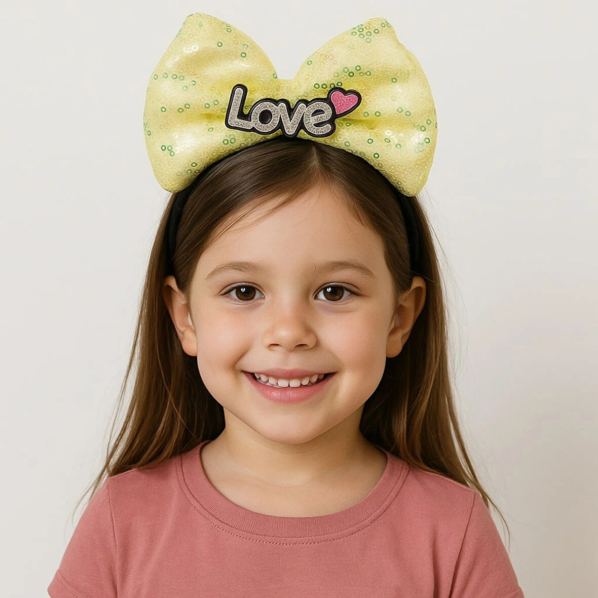 Nessiworld LED Işıklı Love Yazılı Sarı Fiyonk Taç – Kız Çocuk Parti Tacı