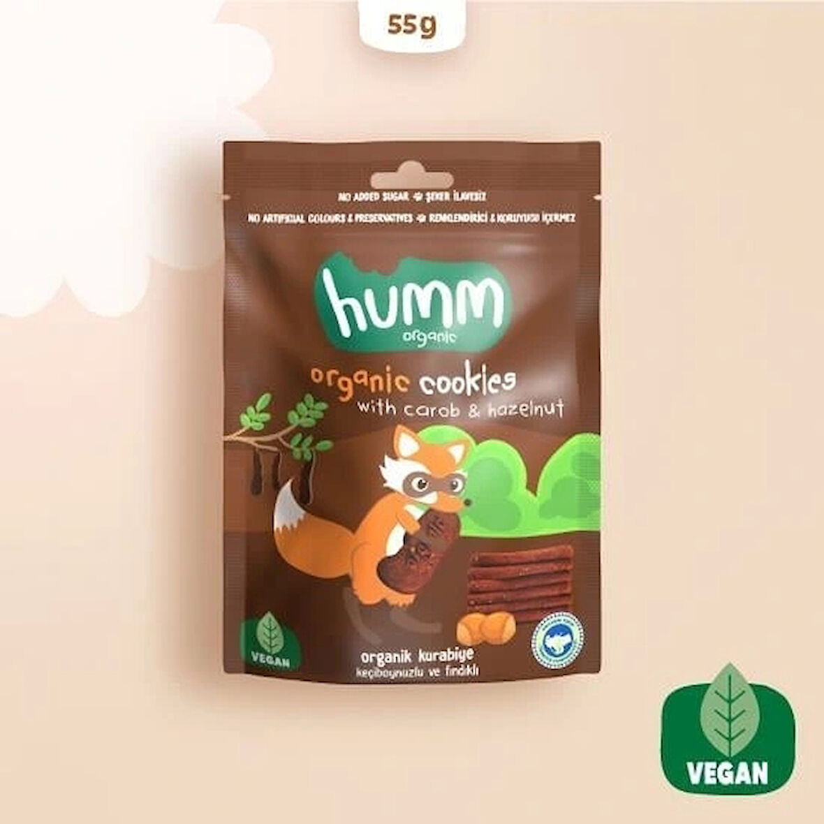 Nessiworld Humm Organik Keçiboynuzlu ve Fındıklı Vegan Kurabiye 55 Gr