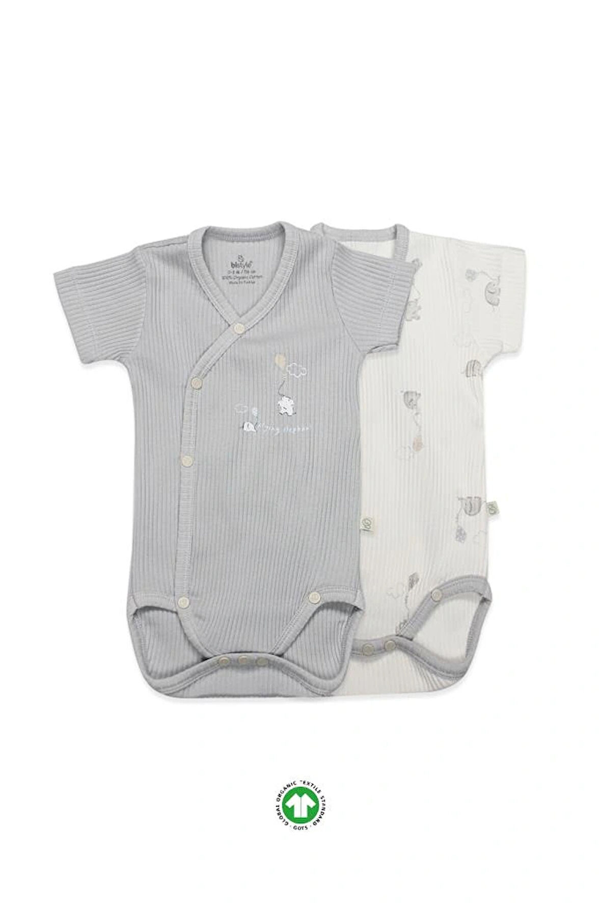 Nessiworld Bistyle Flying Elephant 2'li Yarım Kol Badi 17117 Ekru Gri