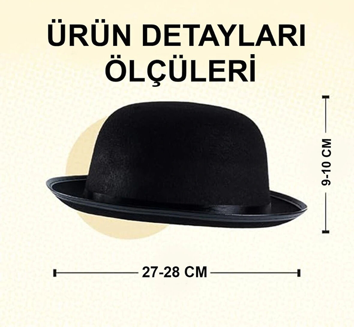 Nessiworld Charlie Chaplin Stil Çocuk Şapkası – Siyah Melon Parti Şapkası