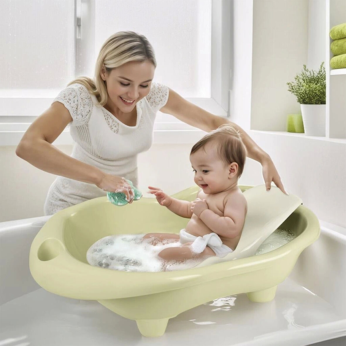 Nessiworld 7269 HIPPO BEBEK YIKAMA KÜVETİ VE DESTEĞİ ECO YEŞİL