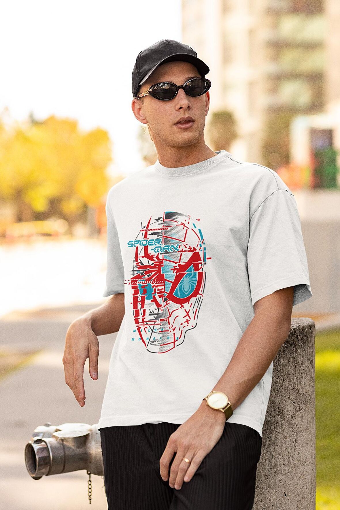 Spider-man Miles Morales Baskılı Tişört, Erkek-Kadın Oversize Spiderman Yazılı T-shirt