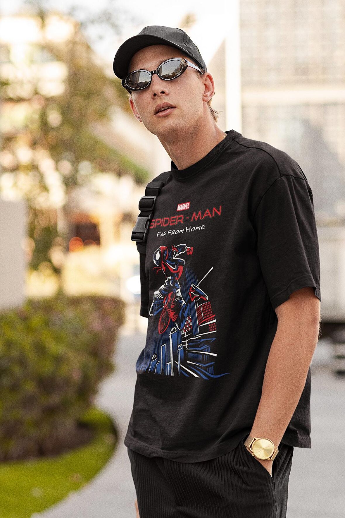 Spider-man Far From Home Yazılı Tişört, Erkek-Kadın Oversize Örümcek Adam Baskılı T-shirt