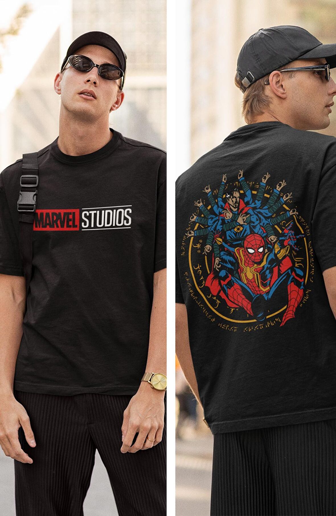 Örümcek Adam Marvel Studios Sırt Baskılı Tişört, Erkek-Kadın Oversize Spider-man Baskılı Tshirt
