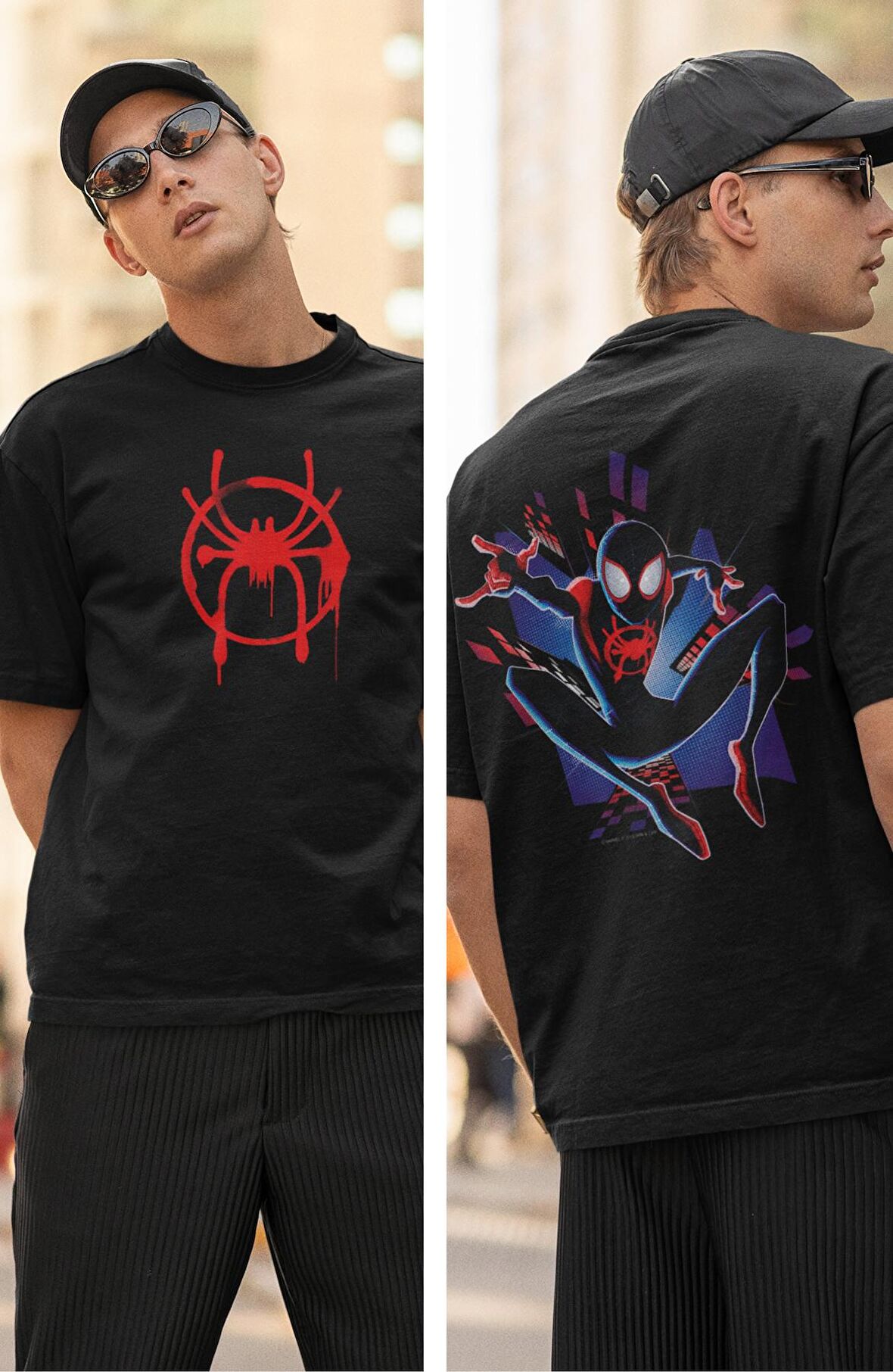 Örümcek Adam Sırt Baskılı Tişört, Erkek-Kadın Oversize Spider-Man Yazılı Tshirt