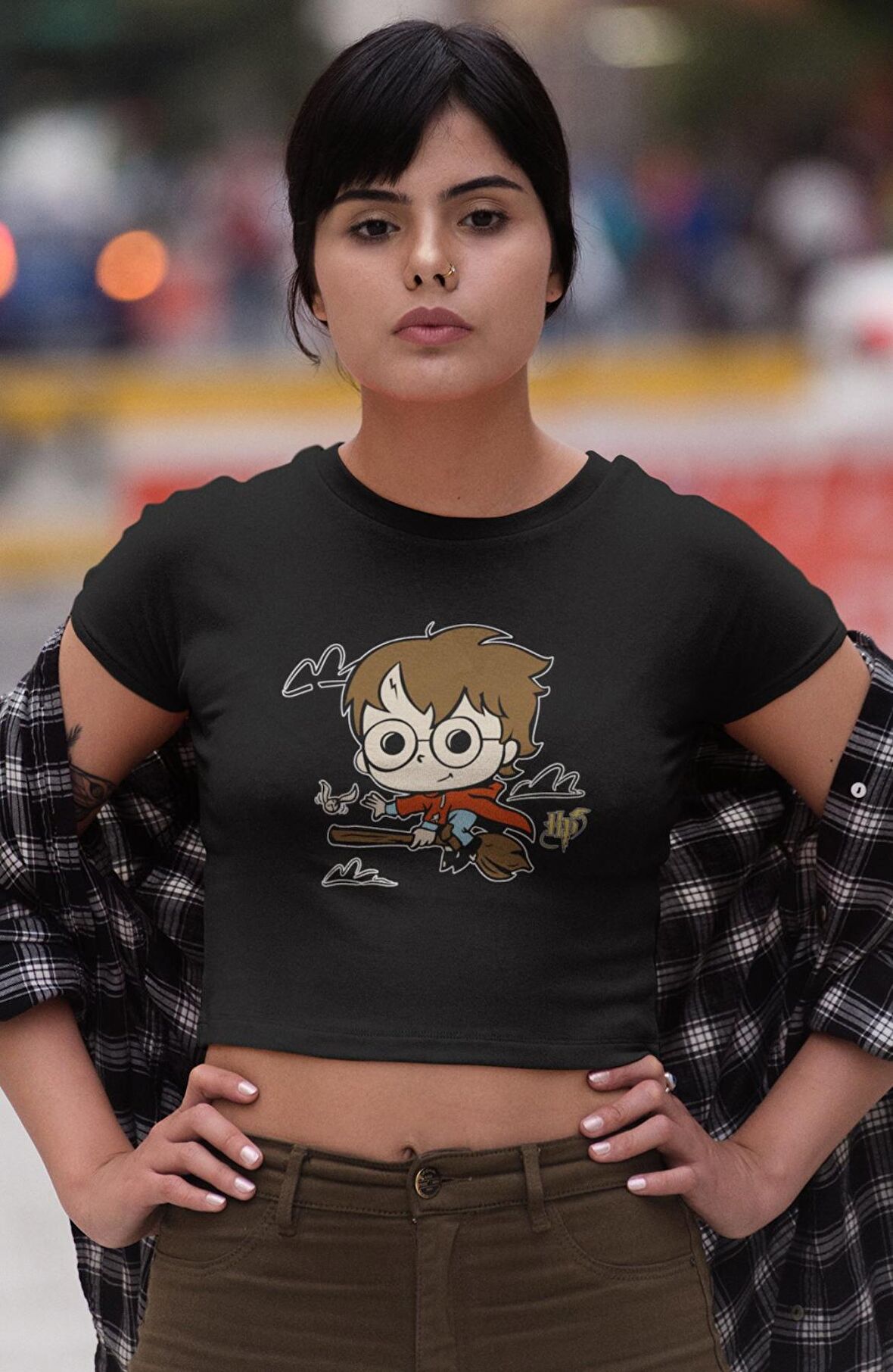 Harry Potter Hp Baskılı Crop Top, Harry Potter Baskılı Crop Bluz